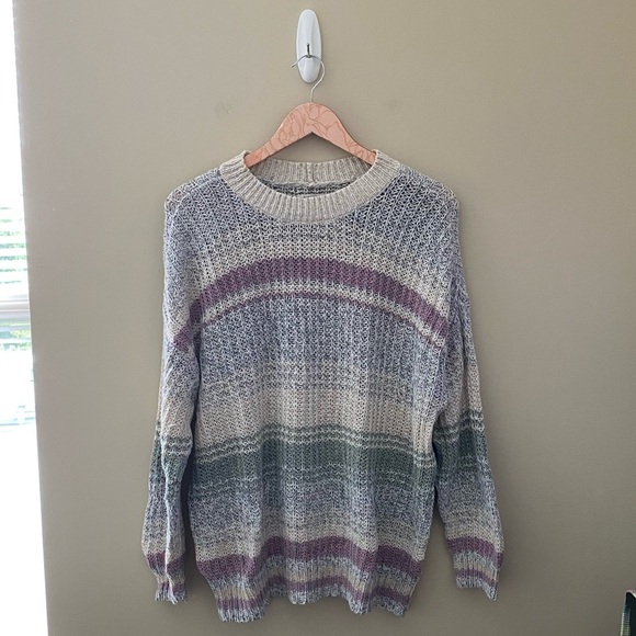Women’s American Eagle Multi-colored Oversized Striped Crew Neck Sweater Size S - Picture 5 of 9